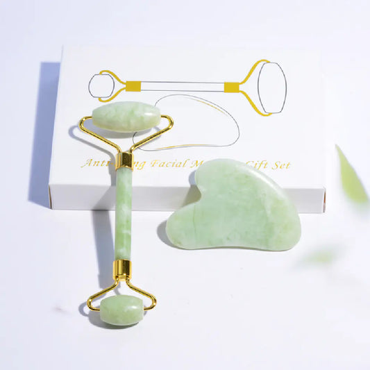 Jade Facial Roller & Gua Sha Set